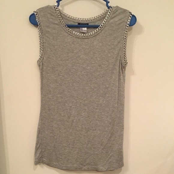 VENUS Tops - Venus Grey and Silver Chained Tank Top